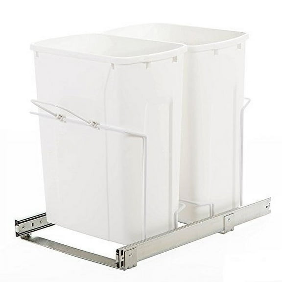 Knape and Vogt 35 Qt Double In Cabinet Pull-Out Bottom Mount Trash Can