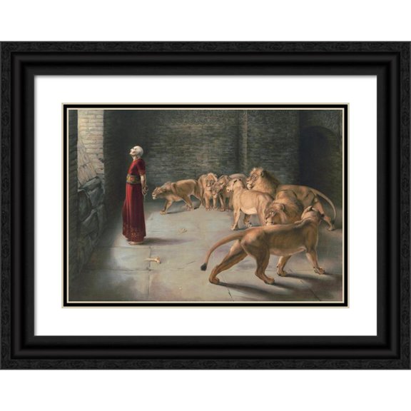 Knapp & Co. 24x18 Black Ornate Framed Double Matted Museum Art Print Titled: Daniel's Answer to the King (1893)