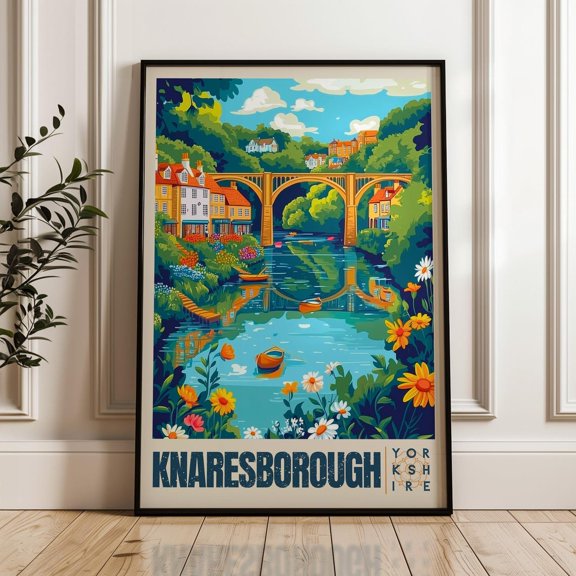 Knaresborough England Travel Poster: Yorkshire Illustration Art