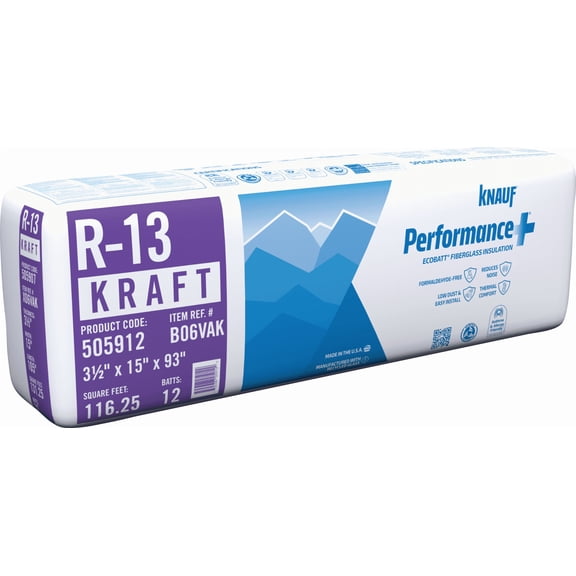 Knauf ECOBATT R-21 High Density Unfaced Fiberglass Insulation - Pack of 12 Residential Use, Standard Application