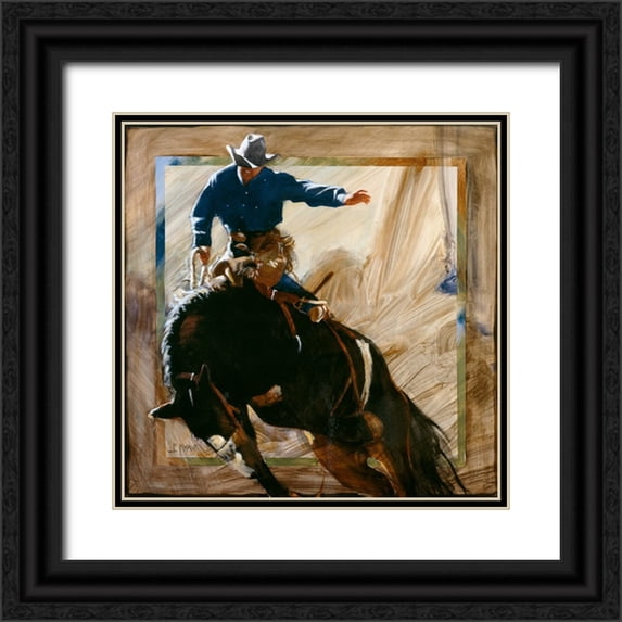 Knauf, J.E. 12x12 Black Ornate Wood Framed with Double Matting Museum Art Print Titled - Headin Right