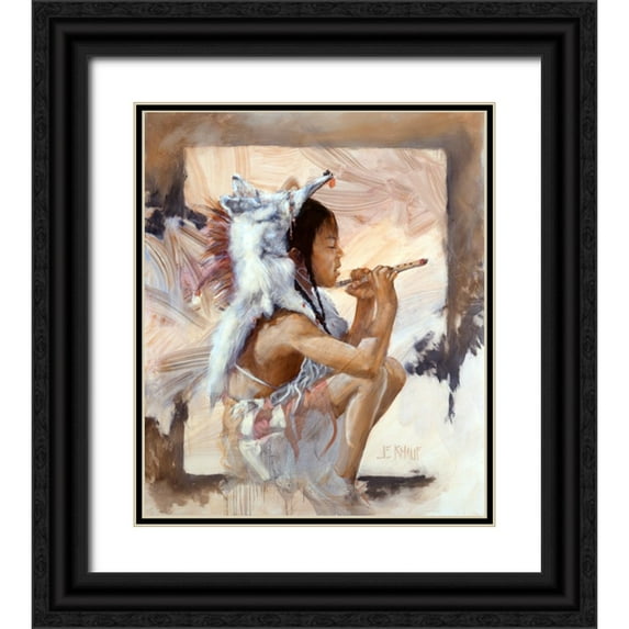 Knauf, J.E. 26x30 Black Ornate Wood Framed with Double Matting Museum Art Print Titled - J J Bald Eagle