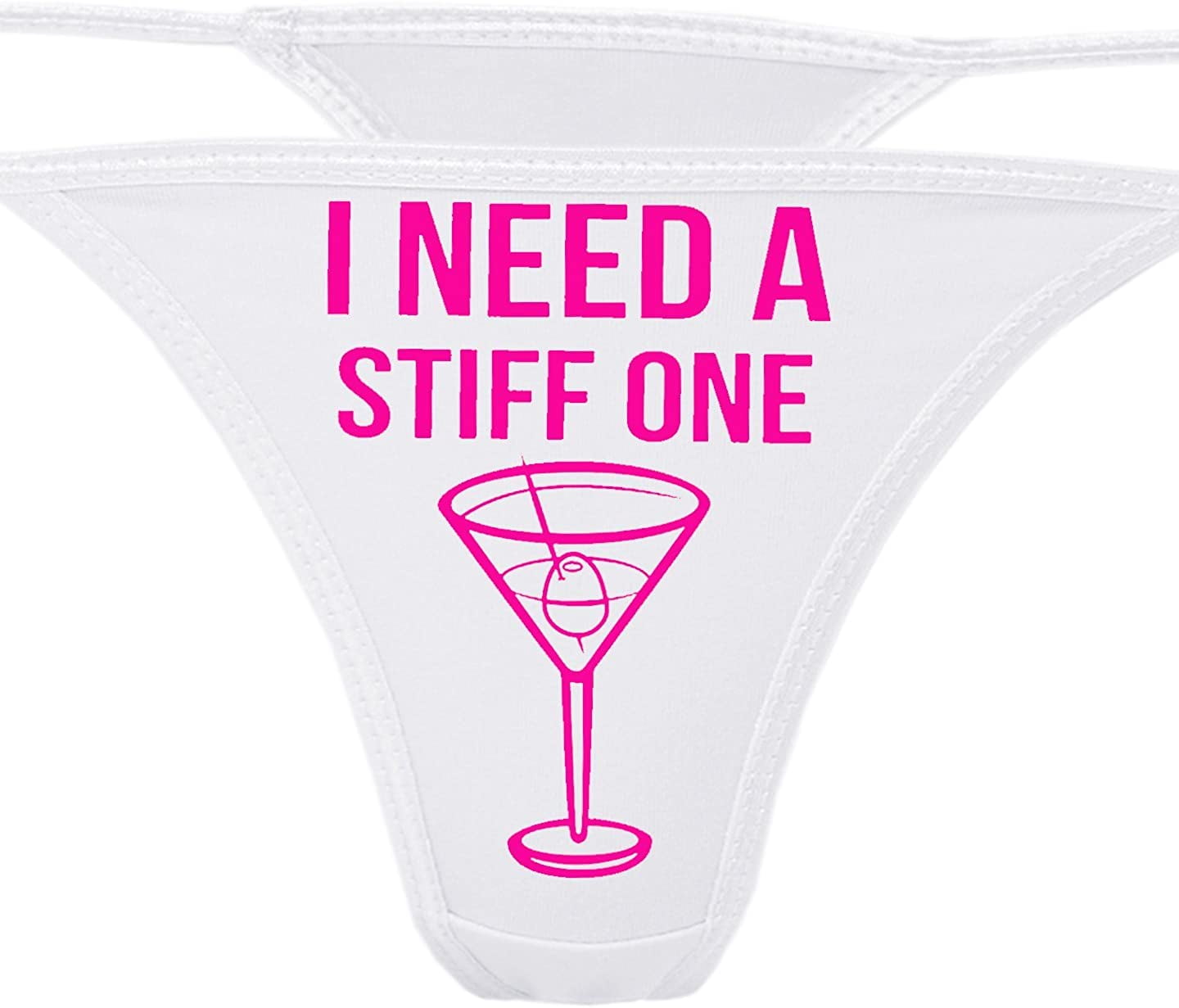Knaughty Knickers - I Need A Stiff One White Thong - Fun Flirty Underwear - Panty  Game Bachelorette Bridal Lingerie Shower 