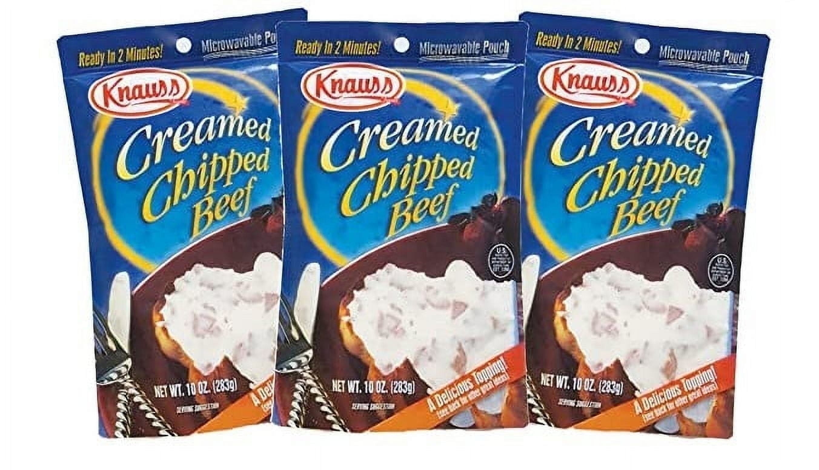 Knauss Creamed Chipped Beef 3 Pack, 10 oz, Shelf-Stable Pouch