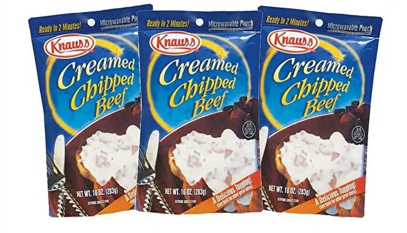 Knauss Creamed Chipped Beef 6 Pack, 10 oz, Shelf-Stable Pouch