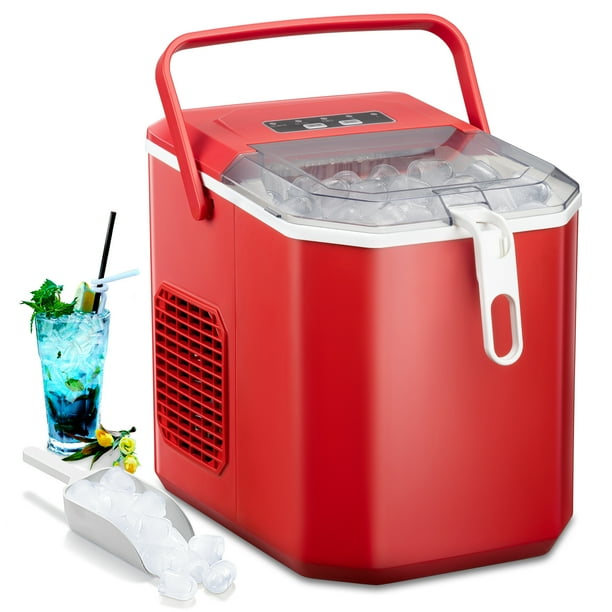 Kndko 26lbs Countertop Ice Maker, Bullet Ice Type in 2 Sizes(S/L), Self