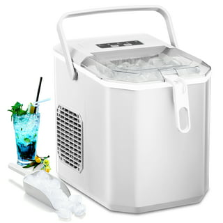 Auseo Portable Ice Maker Countertop, 9Pcs/8Mins, 26lbs/24H, Self-Cleaning  Ice Machine with Handle for Kitchen/Office/Bar/Party(White)