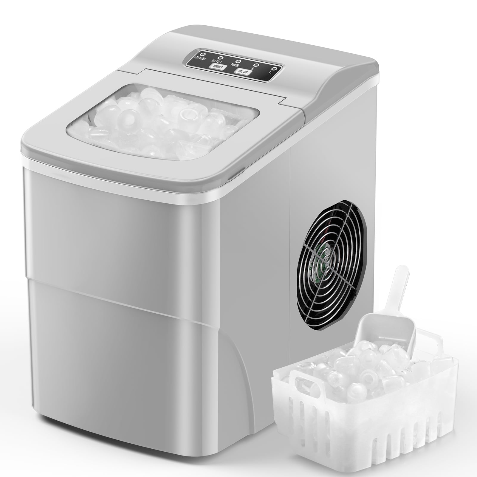 Kndko Countertop Ice Maker 26lbs, 2 Sizes of BulletShaped with Scoop