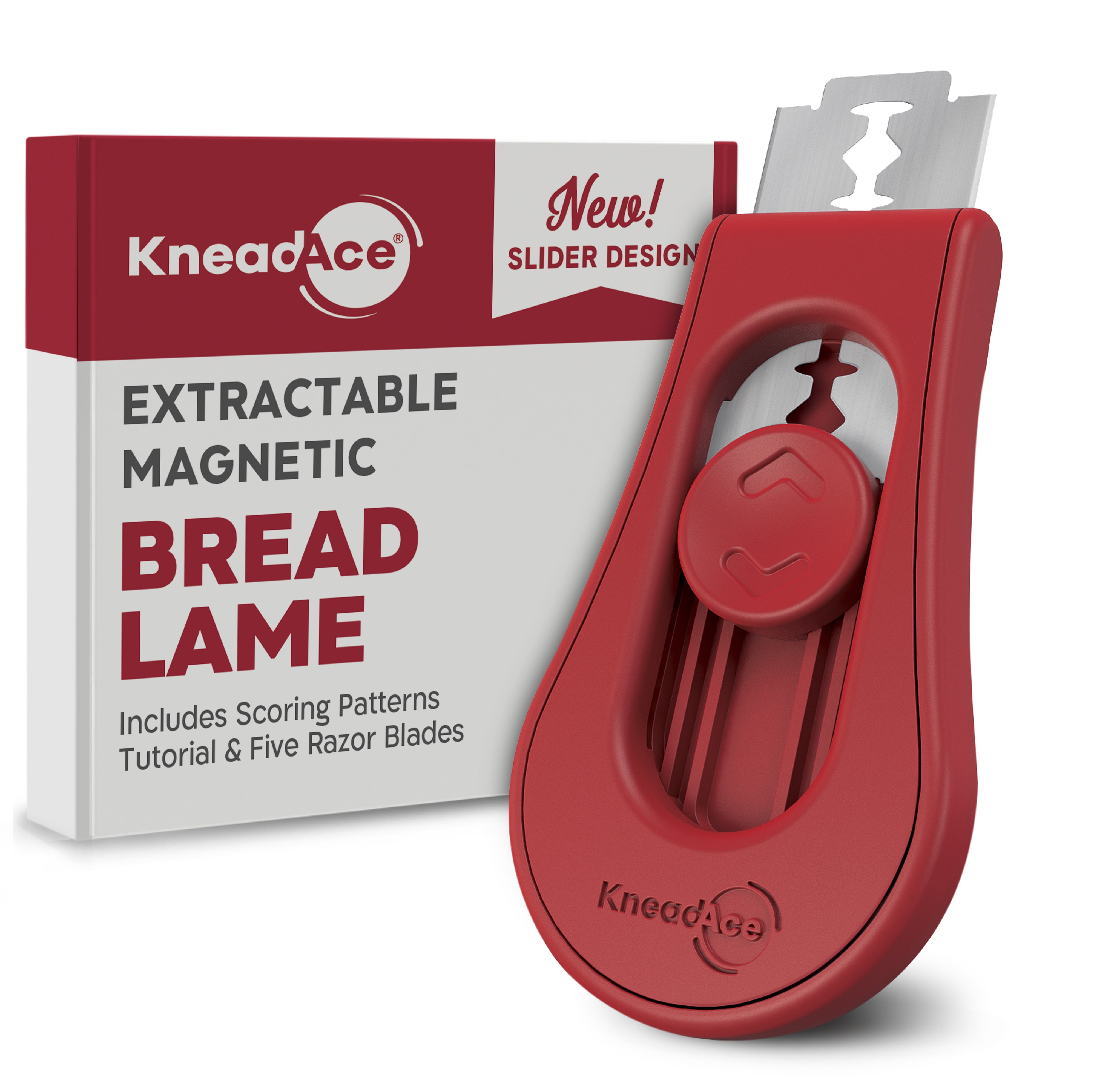 KneadAce Sourdough Bread Lame, Magnetic Scoring Tool, 5 Blades