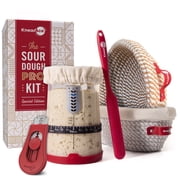 KneadAce Pro Sourdough Starter Kit with Banneton Baskets, 34oz Starter Jar and Bread Lame, Home Baking Gift