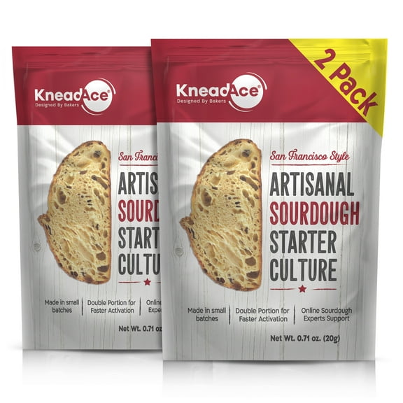 KneadAce Sourdough Starter Culture Fast Acting Sour Dough Starter for Homemade Bread Baking 0.71oz Pack of 2