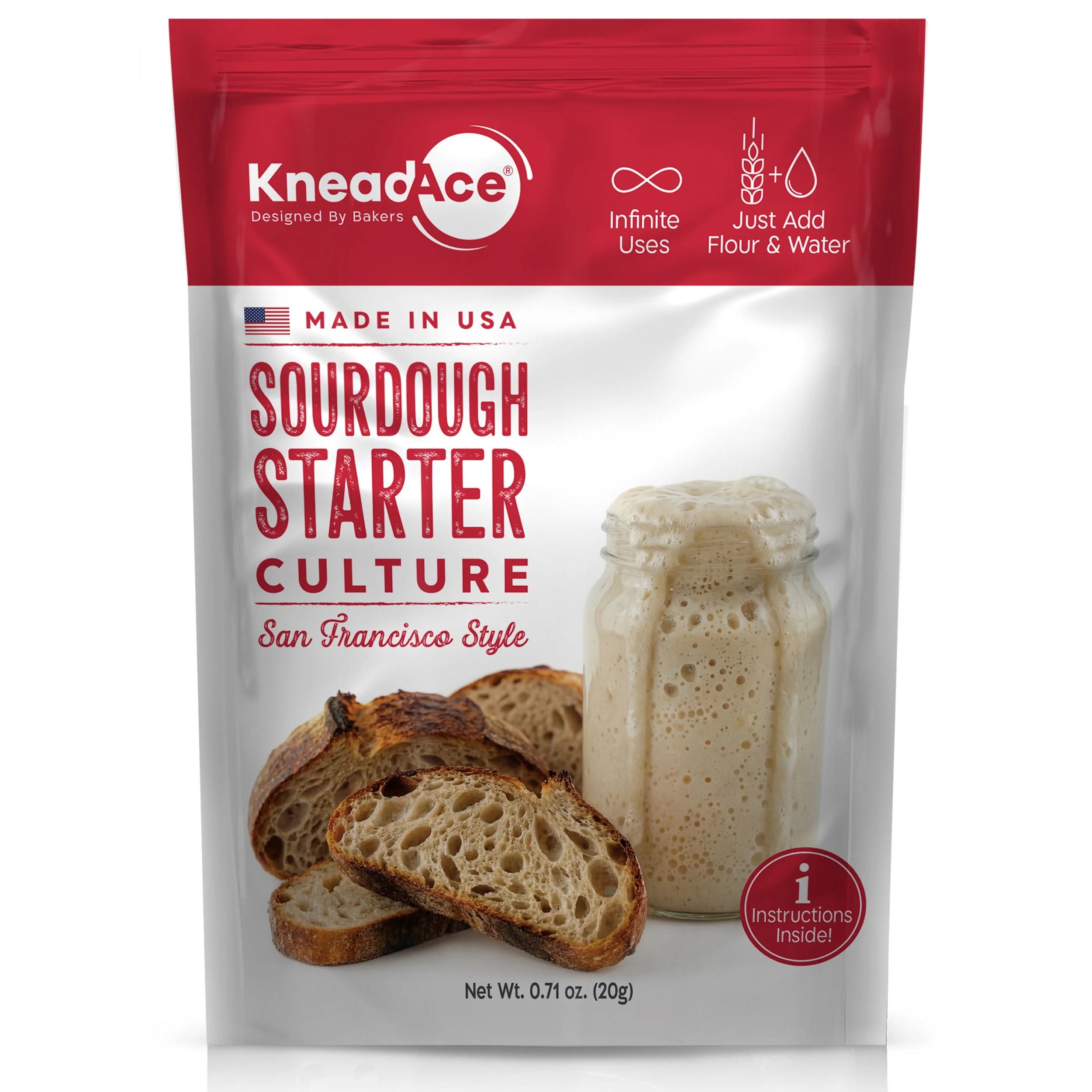 KneadAce Artisan Sourdough Starter - Wild Yeasts  - Non-GMO