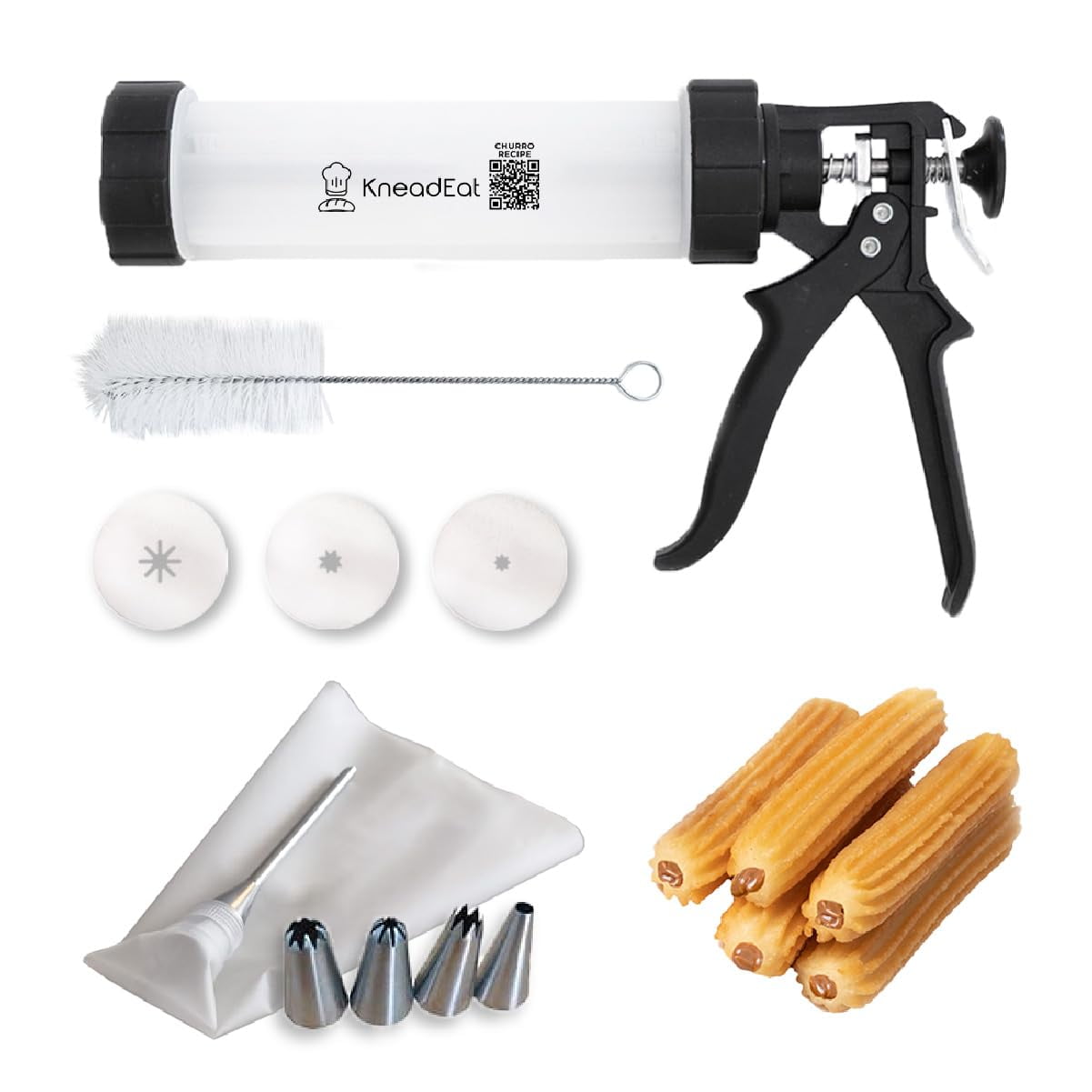 KneadEat Churro Maker Professional Churrera Churros Gun Kit Set