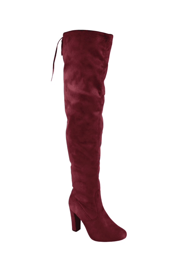 Knee-1 Women's Chunky Heel Over the Knee Casual Dress Fashion Boots Shoes ( Wine, 10)