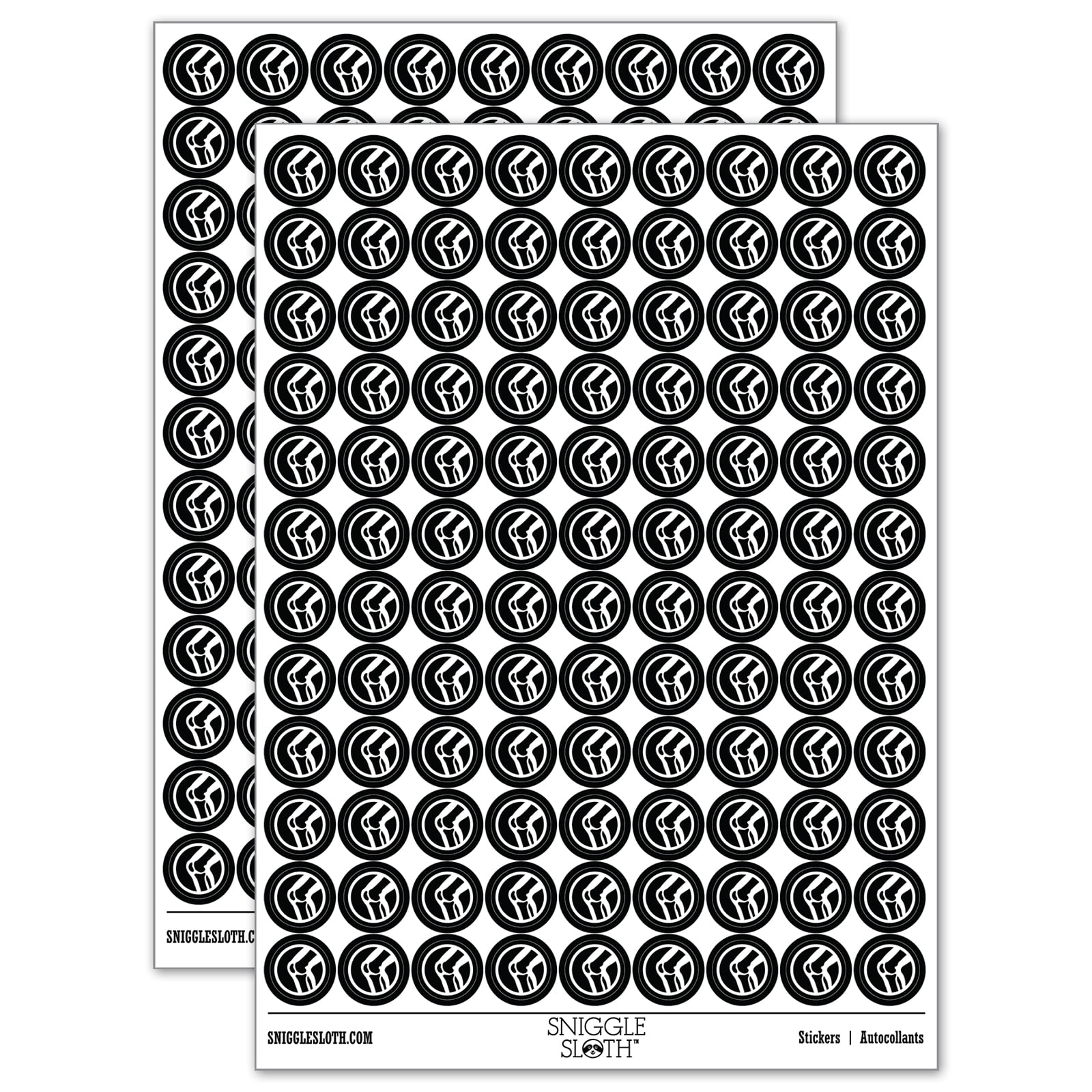 Knee Bones Joint Anatomy Body Part 200+ Round Stickers - Black - Matte ...