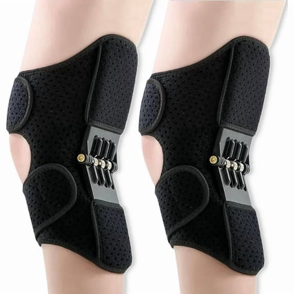 Knee Booster Brace with Spring Support Knee Protection Stabilizer for Walking Climbing Sports (Black)
