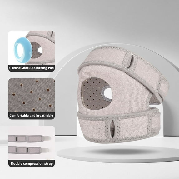 Knee Brace – Adjustable Patellar Tendon Support Sleeves Wellness Knee Brace Knee Brace With Gel Pads For Meniscus Orthopedic Sports Use Grey - 61x11.5cm