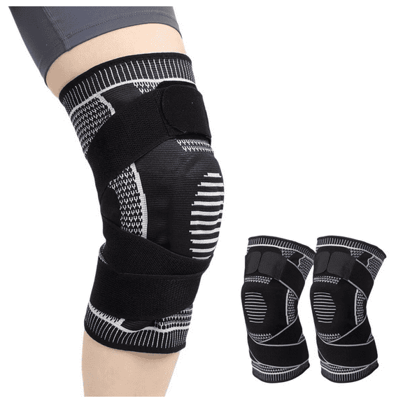 Knee Brace Bone on Bone Support,One Pair with Adjustable Non-Slip Straps (Black,Medium)