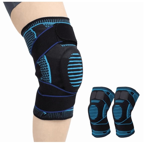20 PC Knee Brace Bone on Bone Support,One Pair with Adjustable Non-Slip Straps (Blue,Extra Large)