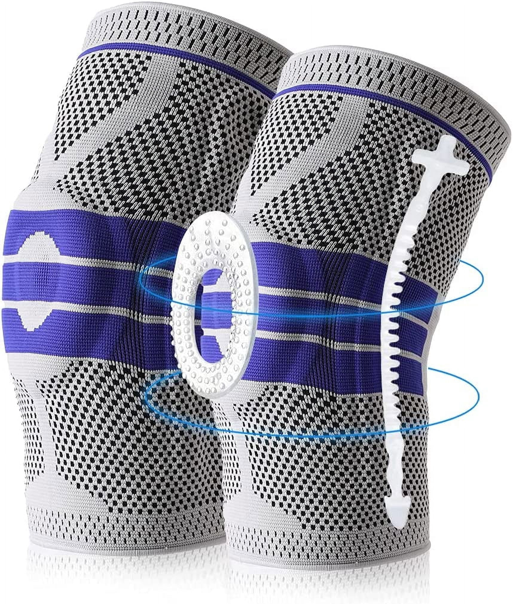 Knee Brace Compression Sleeve with Patella Stabilizer & Silicone Gel Spring Support – Hinged Knee Pad for Meniscus Tear, Arthritis Pain Relief (Men & Women)