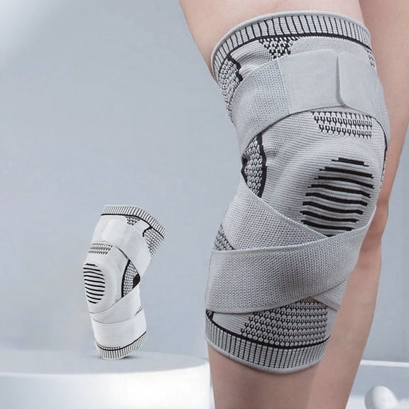 Knee Brace Compression Sleeve with Adjustable Straps Breathable Knee Support for Running Squatting Sports Silicone Patella Stabilizer 1pc
