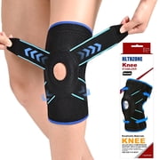 HLTHZONE Adjustable Knee Brace with Side Stabilizers for Running, Compression Knee Support for Meniscus Tear, Arthritis, ACL, LCL, Knee Pain Relief for Men & Women, L - Size