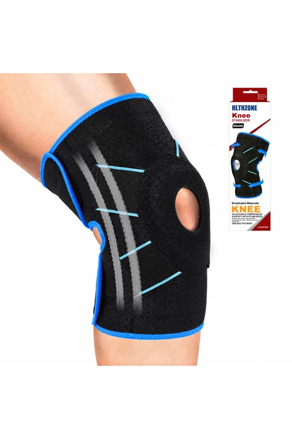 Adjustable Knee Brace with Side Stabilizers, Compression Knee Support for Meniscus Tear, Arthritis, ACL LCL Injury & Knee Pain Relief for Men & Women, Size L