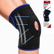 HLTHZONE Adjustable Knee Brace with Side Stabilizers, Compression Knee Support for Meniscus Tear, Arthritis, ACL LCL Injury & Knee Pain Relief for Men & Women, Size L