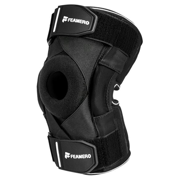 Feamero Knee Brace for Knee Pain, Hinged Knee Brace with Side Stabilizers and Cross Compression Straps for Meniscus Tear, Arthritis, Joint Support,Adjustable for Women Men - Medium