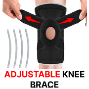 Open Knee Brace – Adjustable Knee Support with Stabilizers for Meniscus Tears, Arthritis and Joint Pain Relief | Fits 18”–23” Above Kneecap| Black/Gray-One Size