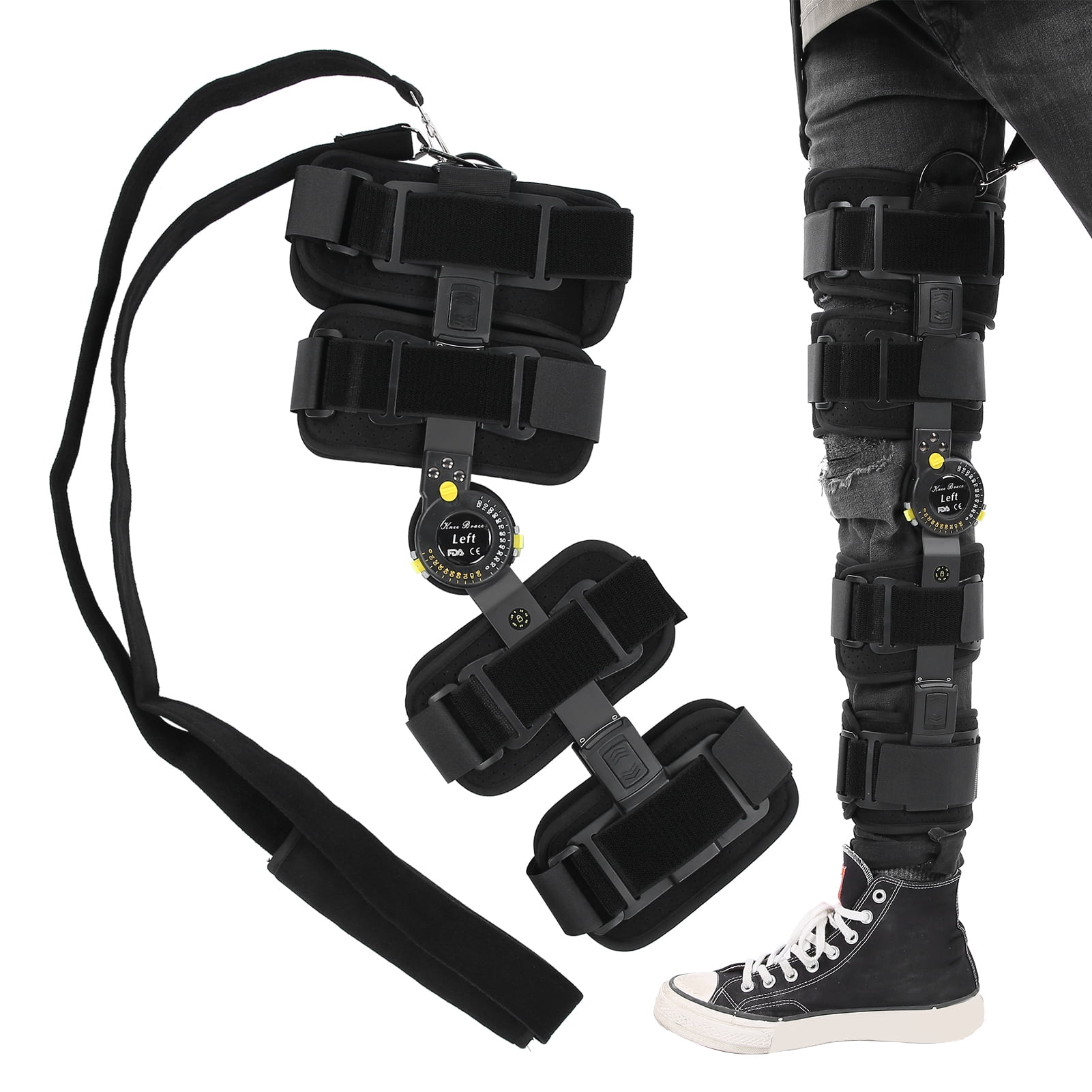 Knee Brace, Length Knee Fixation Support Left Foot For Joint Ligament