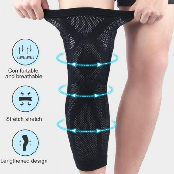 Knee Brace Long Volleyball Basketball Leg Sleeve Compression Knee Pads Protector Gear Anti-slip Breathable Knitted Ergonomic Knee Protector