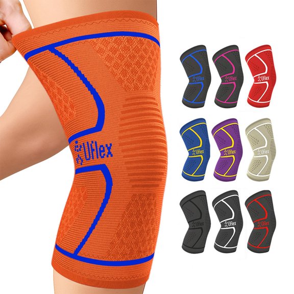 Knee Brace for Men and Women Knee Compression Sleeve Support Wraps for Arthritis Joint Pain Relief, Workout, Swelling, Sports, Circulation, Running, Recovery for ACL & Meniscus Tear Small Orange Blue