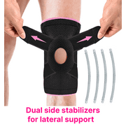 Adjustable Knee Brace with Stabilizers - Knee Support for Pain Relief, Meniscus Tear, Arthritis & Injury | Breathable, One Size (Black/Pink)