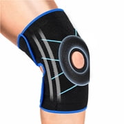 HLTHZONE Adjustable Knee Brace with Side Stabilizers, Compression Support for Running, Meniscus Tear, Arthritis, ACL LCL & Knee Pain Relief, Unisex, XL, Black/Blue