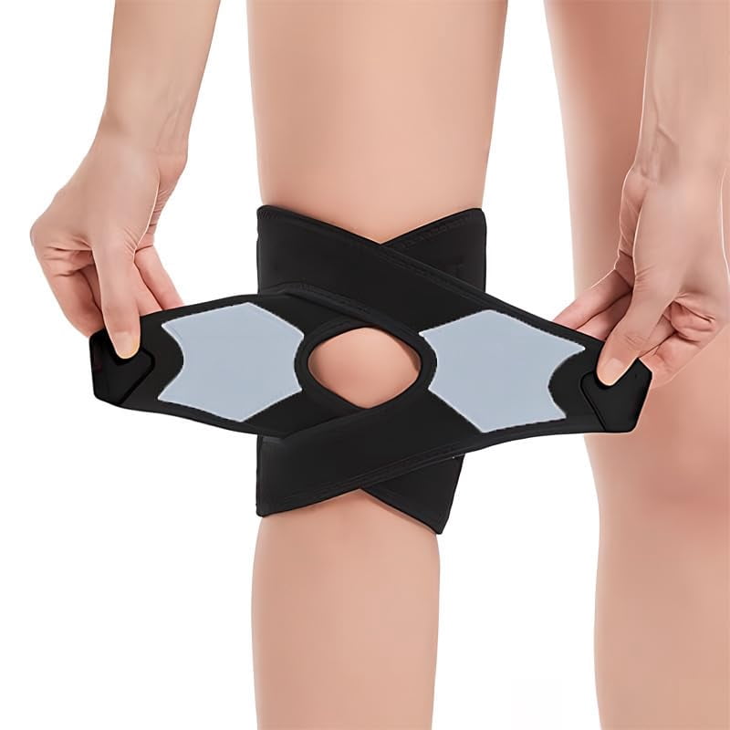 Knee Brace with Side Stabilizers for Meniscus Tear, Knee Braces for Women Men Knee Braces for Knee Pain, Light Patella Brace Adjustable Compression Sleeve Patellar Tendon Support Strap (Blue)