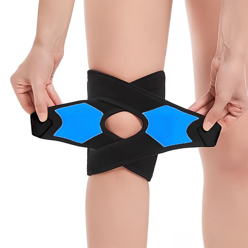 Knee Brace with Side Stabilizers for Meniscus Tear, Knee Braces for Women Men Knee Braces for Knee Pain, Light Patella Brace Adjustable Compression Sleeve Patellar Tendon Support Strap (Blue)