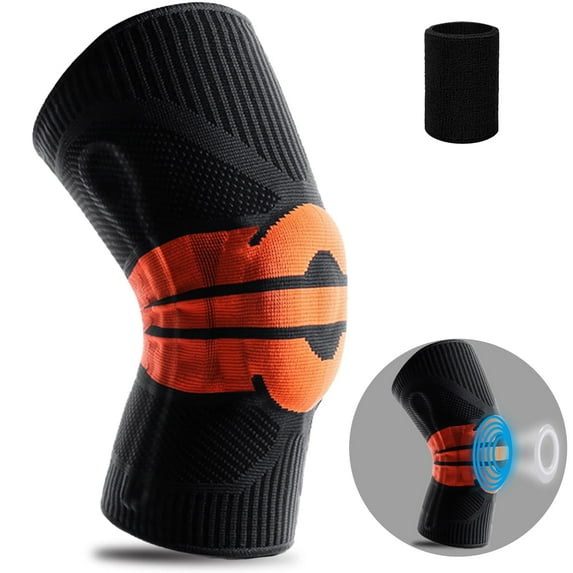 Knee Brace Sleeve Compression Knee Sleeves Weightlifting for Men Women Non Slip Leg Wraps with Wrist Brace L