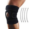 thumbnail image 1 of TiokMc Knee Brace Support, Adjustable Neoprene Compression Sleeve with Side Stabilizers, Open Patella Knee Wrap for Sports, ACL MCL Meniscus Support, Black, 1 of 8