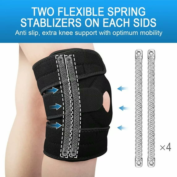 Knee Brace for Men & Women Adjustable Knee Support Injury Recovery Pain Relief Comfort Neoprene Knee Wrap for Weightlifting Running (One Size)