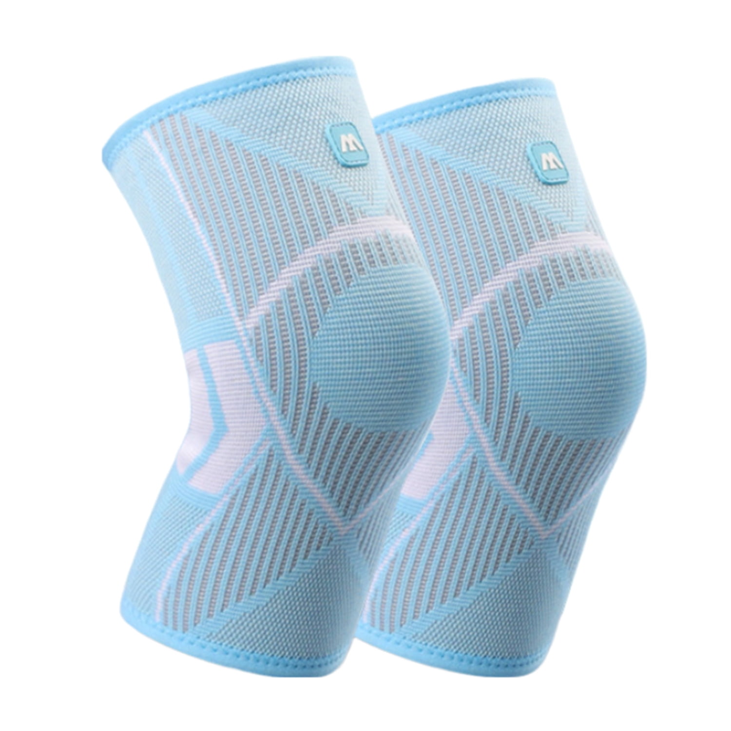 Knee Brace for Women Non-Slip Silicone Tape Knee Sleeve Breathable 4 Way Stretch Lightweight Spring Summer Running Yoga Tennis Blue S