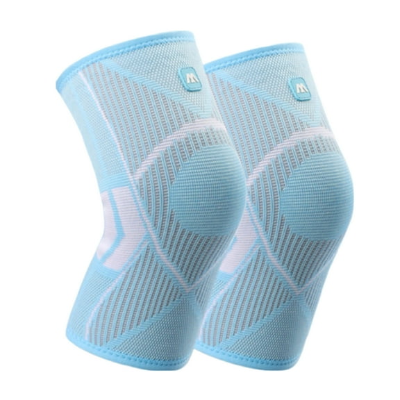 Knee Brace for Women Non-Slip Silicone Tape Knee Sleeve Breathable 4 Way Stretch Lightweight Spring Summer Running Yoga Tennis Blue S