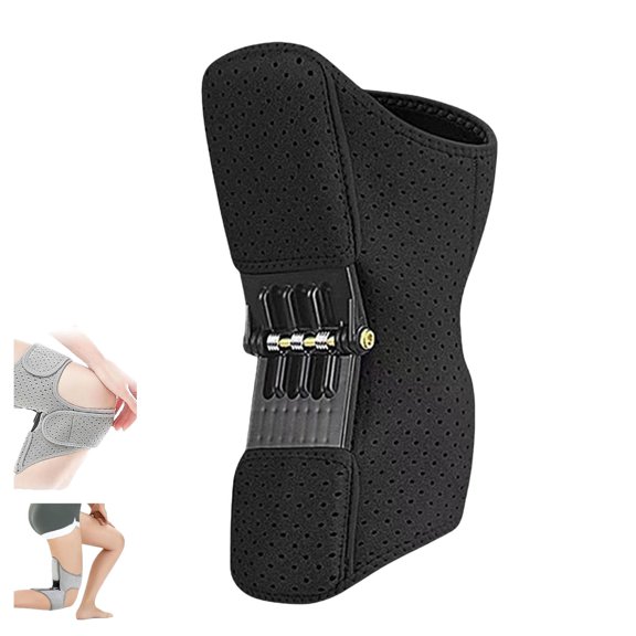 Knee Brace with Spring Support and Adjustable Straps, Breathable Knee Assist Wrap Black