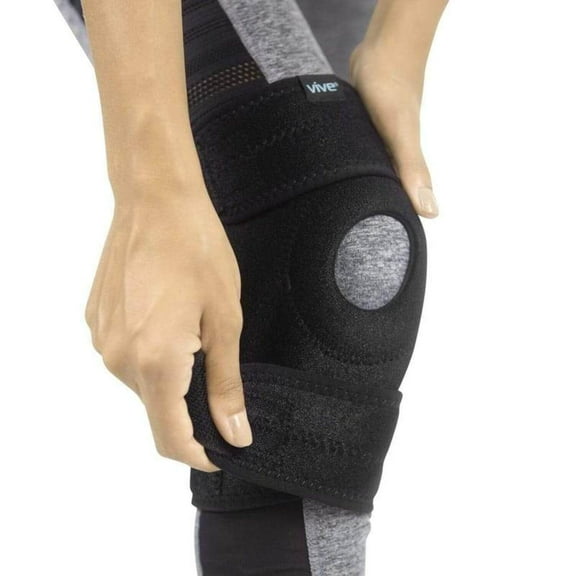 Vive Hinged Knee Brace with Side Stabilizers - Stabilizing Support with Open Patella for ACL, MCL, Meniscus Injury Tear - for Women & Men - Athletic Compression Wrap for Joint & Pain Relief