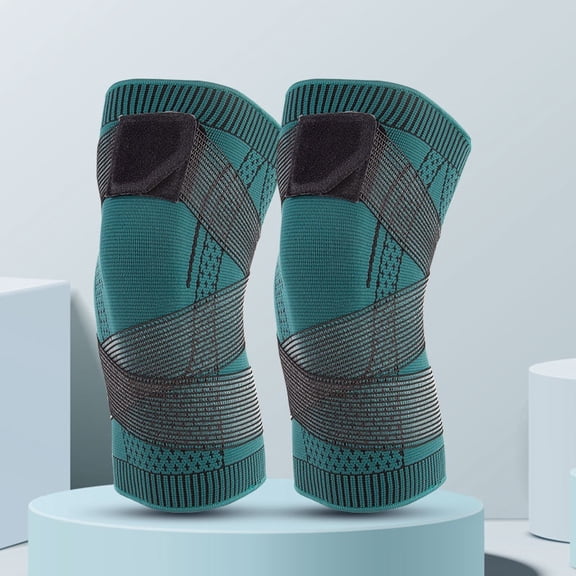 Knee Compression Sleeve Knee Brace, Knee Braces for Women Men, Adjustable Straps 3D High Elastic Breathable Soft Tactical Compression Knee Sleeve, 2PC, Deep Green, XXXL