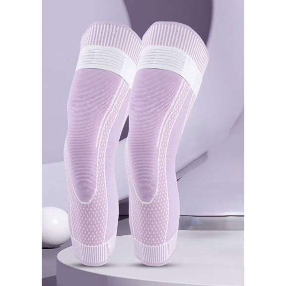 Knee Compression Sleeve Knee Brace, Knee Braces for Women Men, Adjustable Straps 3D High Elastic Breathable Soft Tactical Compression Knee Sleeve, 2PC, Long Purple, S