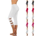 thumbnail image 1 of Knee Cutout Capri Leggings for Women High Waisted Cropped Yoga Leggings Seamless Fit Athletic Workout Pants Running Fitness , #02 White, XXL, 1 of 8