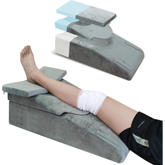 Knee Extender Elevation Pillow for After Surgery Recovery, Memory Foam Leg Pillow for Knee Replacement Surgery, Height Adjustable Cushion for Lower Back Hip Ankle Sciatica Pain Relief