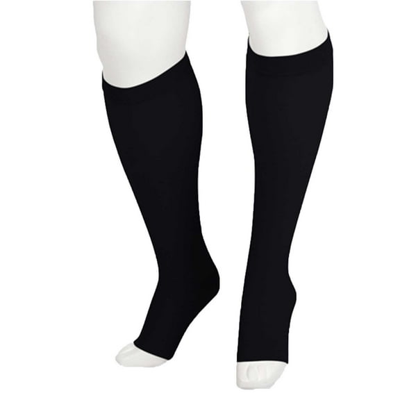 Juzo 2001 Soft Open Toe Knee Highs - 20-30 mmHg Reg Black IV