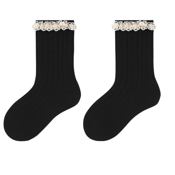 Knee High Boot Socks Children Socks Are Versatile for Boys and with a Mid Length Lace Sock Toe Socks Boy Black XL